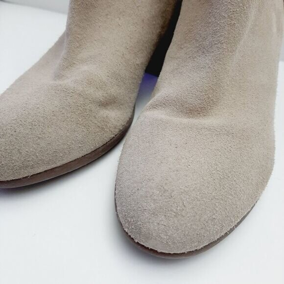 GEOX Respira Suede Ankle Boots Low Heel Side Zippers Beige Sz 7.5 - Picture 8 of 16
